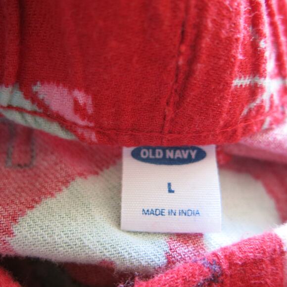 Old Navy Christmas Pajamas Size L Red Trees Candy Canes Drawstring Holiday - Picture 7 of 9